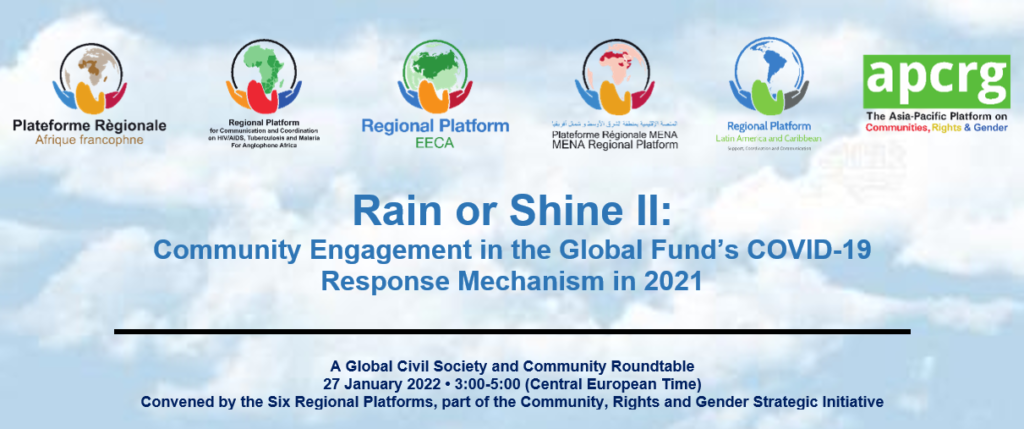 Preview image for Roundtable “Rain or Shine II: Community Engagement in the Global Fund’s COVID-19 Response Mechanism in 2021”