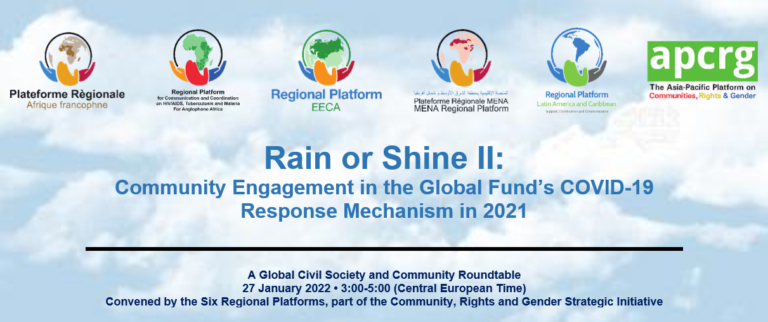 Preview image for Roundtable “Rain or Shine II: Community Engagement in the Global Fund’s COVID-19 Response Mechanism in 2021”